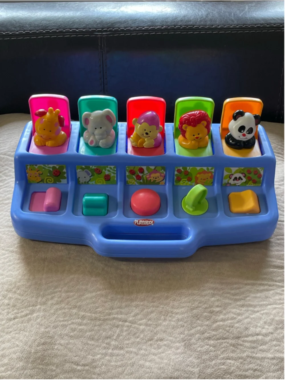 Vintage Playskool Baby Learning Toy Pop-Up Animal Activity Center Multicolor